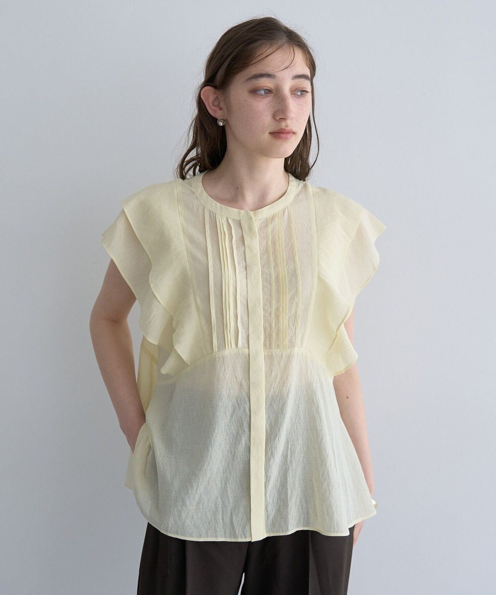 YECCA VECCA シアーラッフルブラウス 