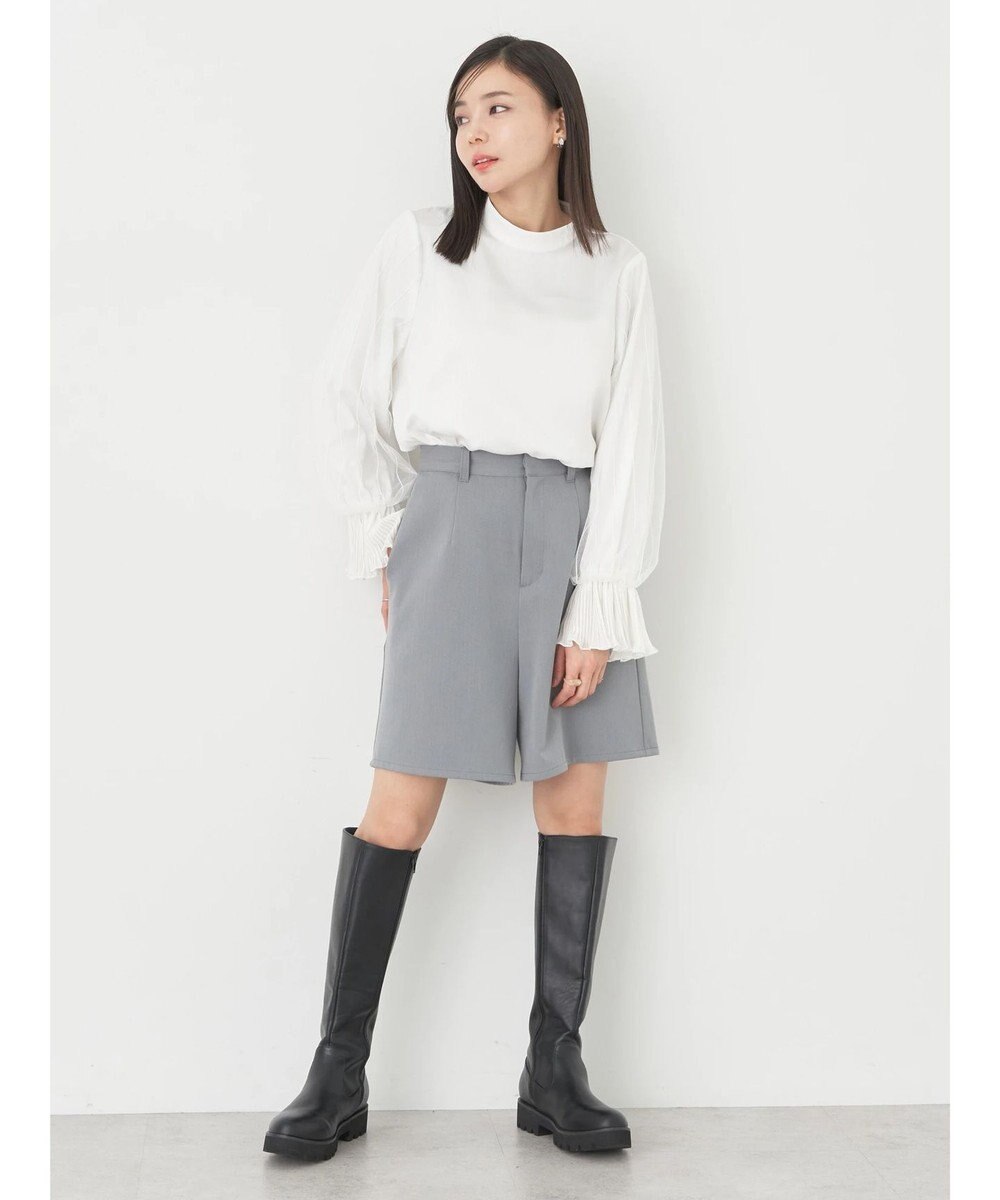 earth music&ecology チュール袖スタンドカラートップス 