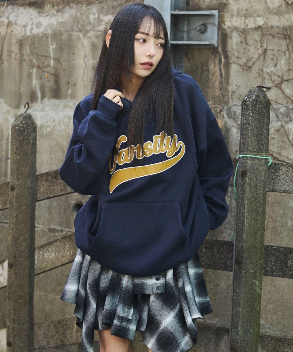 WEGO 裏起毛グラフィックビッグプルパーカー 