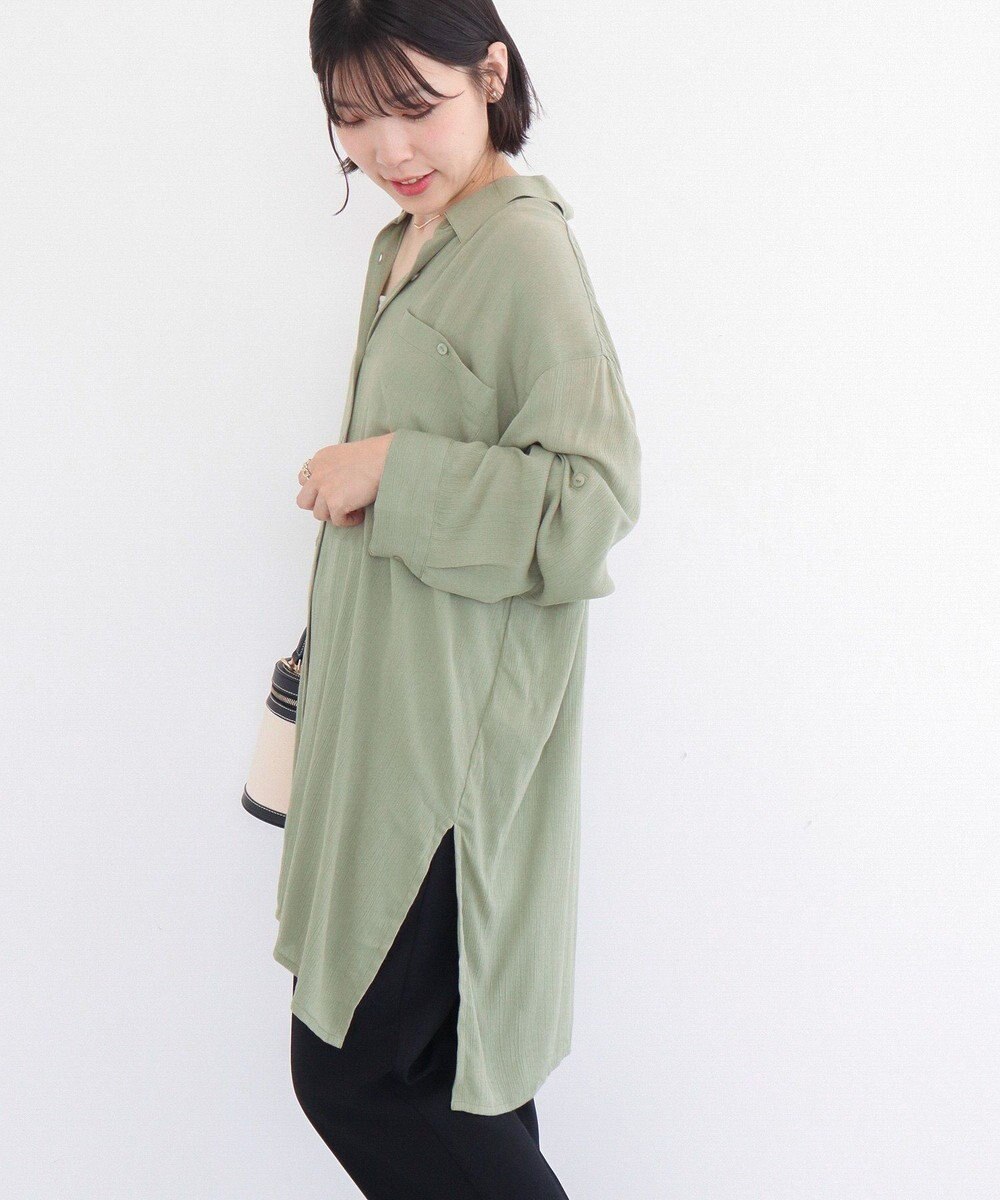 Green Parks Ｉ　ターンバック長袖レーヨンチュニック 