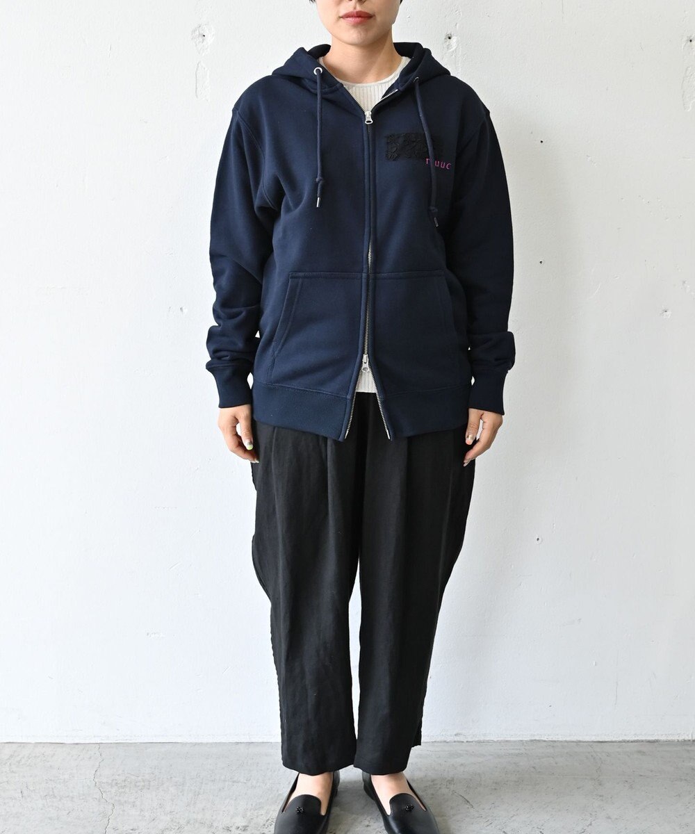 muuc 〈コットン100% 12.7オンス生地＆裏面パイル〉花刺繍のWジップパーカー 