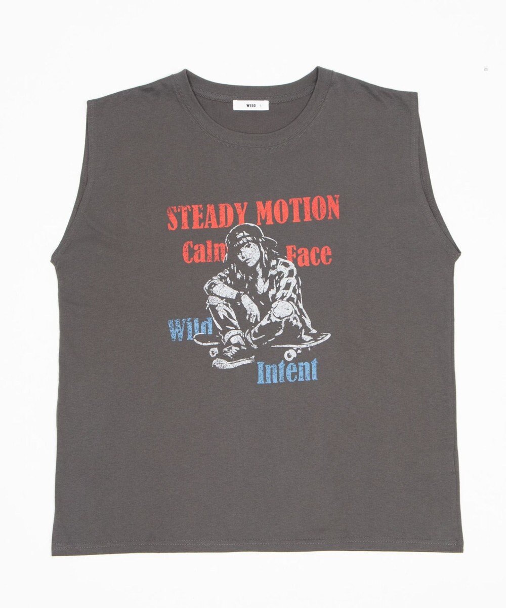 WEGO 【ユニセックス着用ITEM/MLサイズ展開】グラフィックBIGノースリーブ 