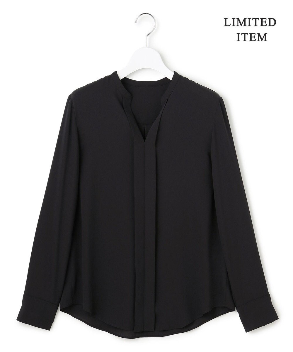 ICB L 【新色追加・WEB限定】BackSatinAmunzen キーネックブラウス 