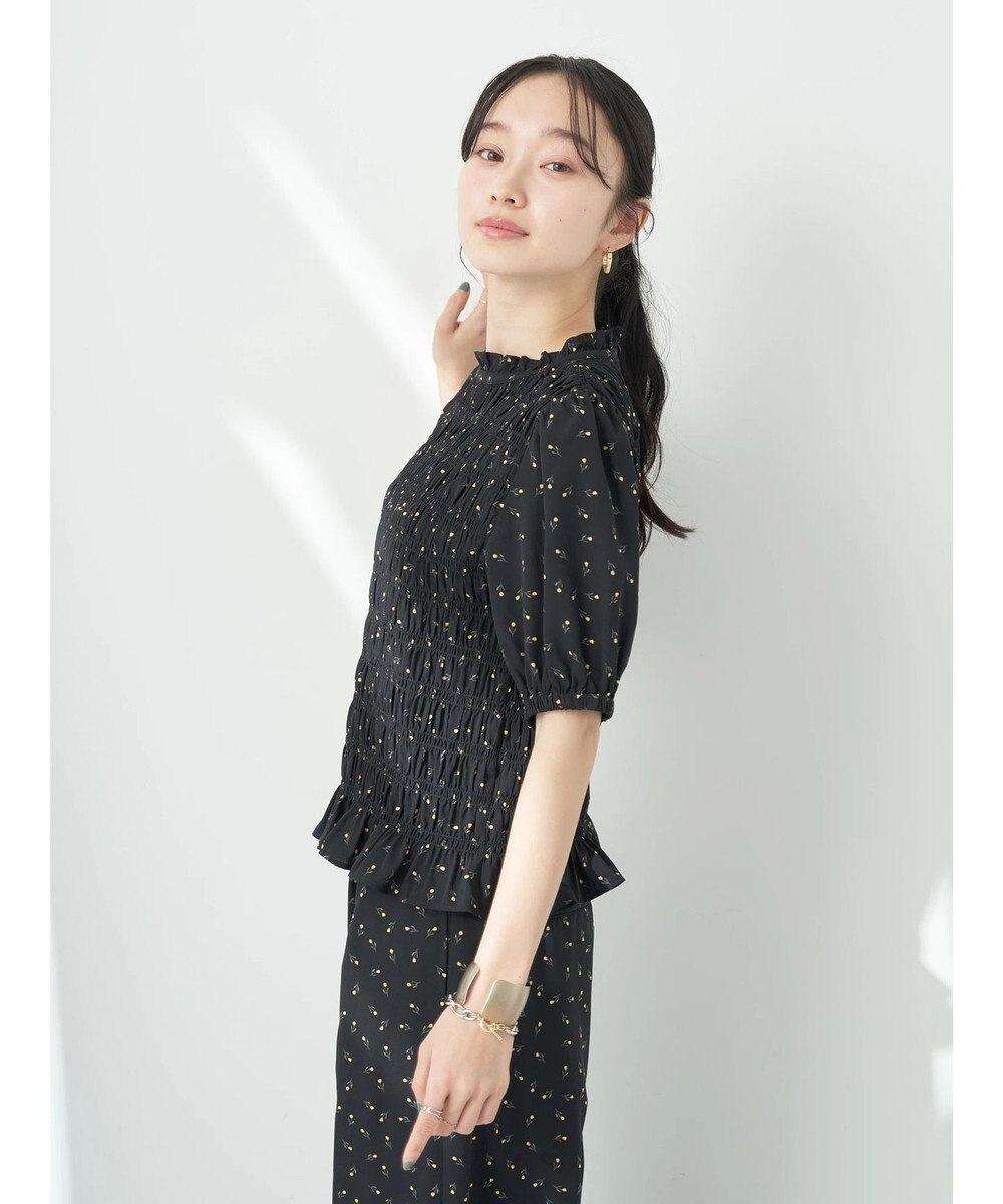 earth music&ecology 花柄パフスリシャーリングブラウス 