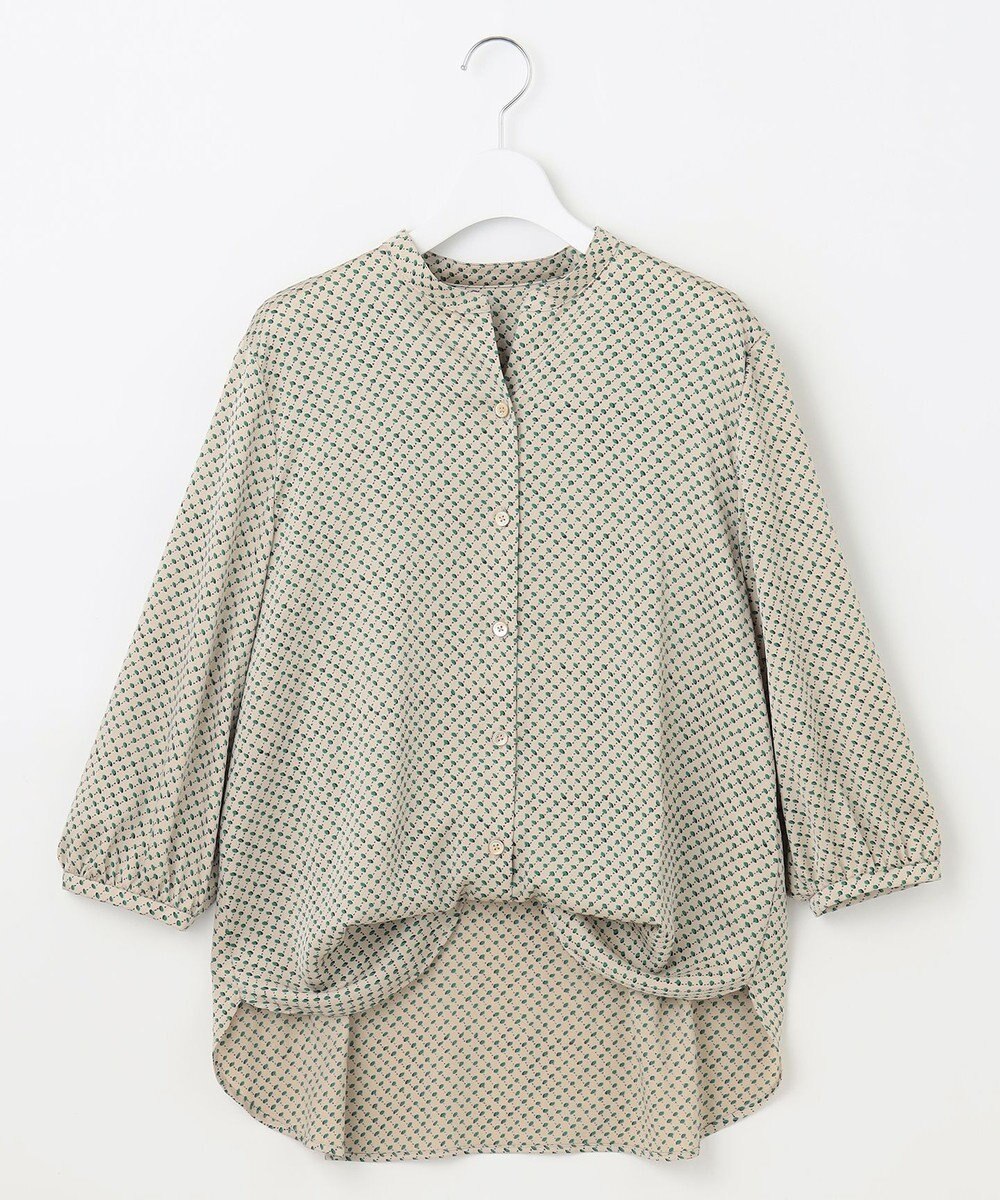 自由区 L 【カタログ掲載・セットアップ対応・洗える】サテンアムンゼンバンドカラー ブラウス 