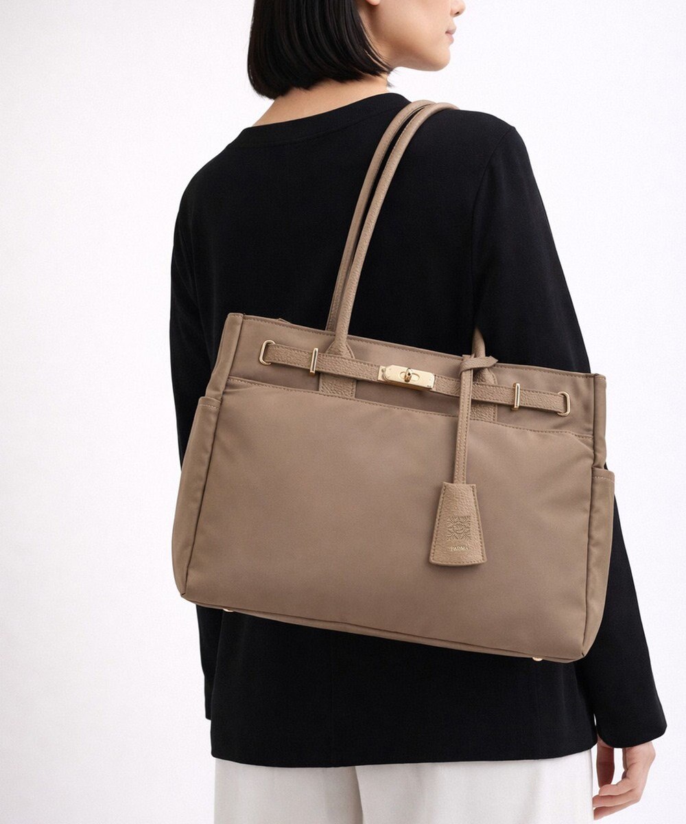 style code 【高密度ナイロン×レザー】ナイロンロングハンドルトートバッグ　軽量　大容量 