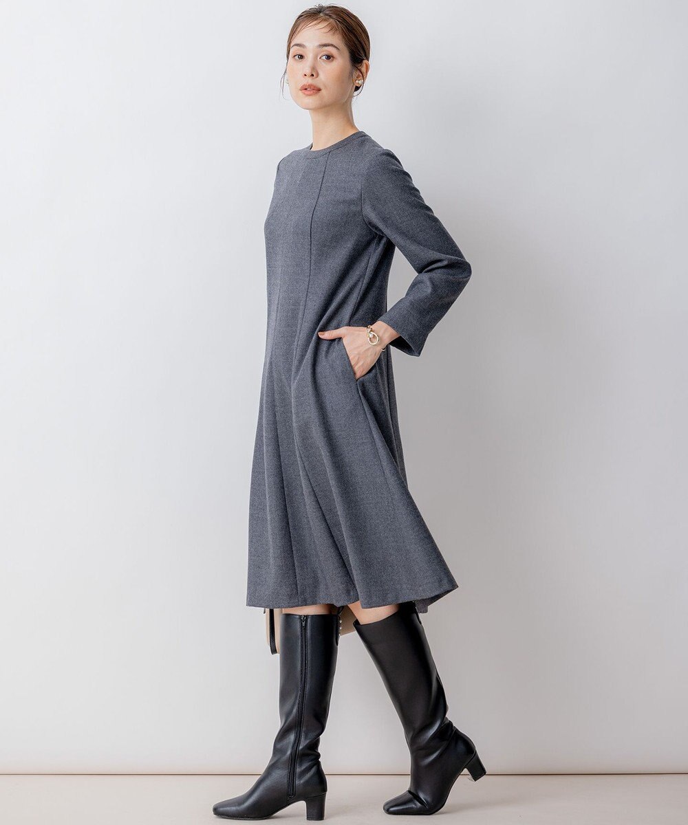 組曲 【WEB限定】ウールジョーゼット フレアワンピース 