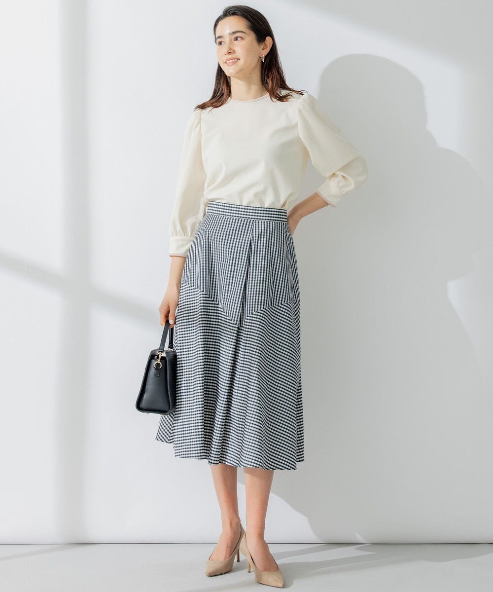 組曲 S 【洗える】バイカラージョーゼットバックリボン ブラウス 