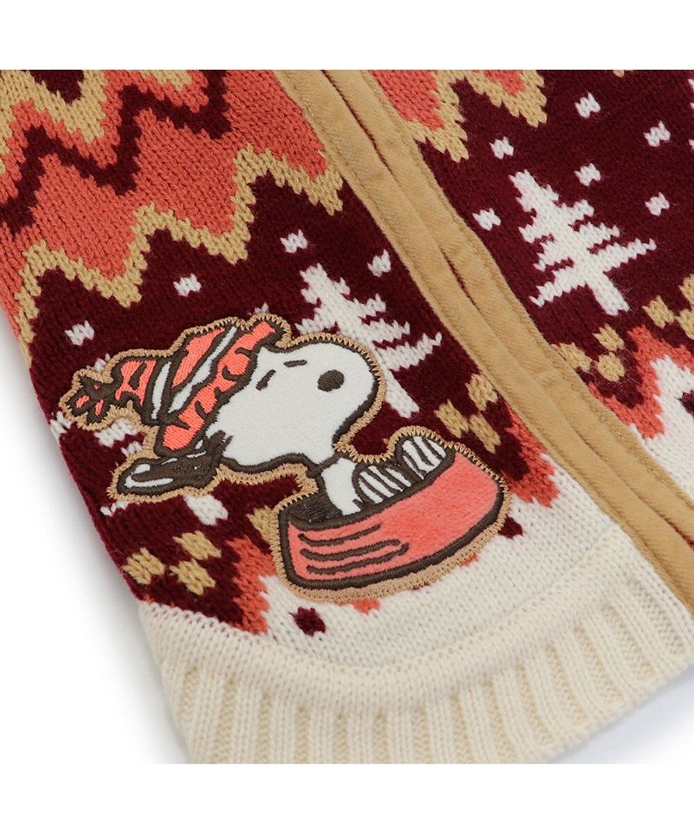 PET PARADISE スヌーピー 背中開き ニット雪遊び柄 《レッド》 小型犬 