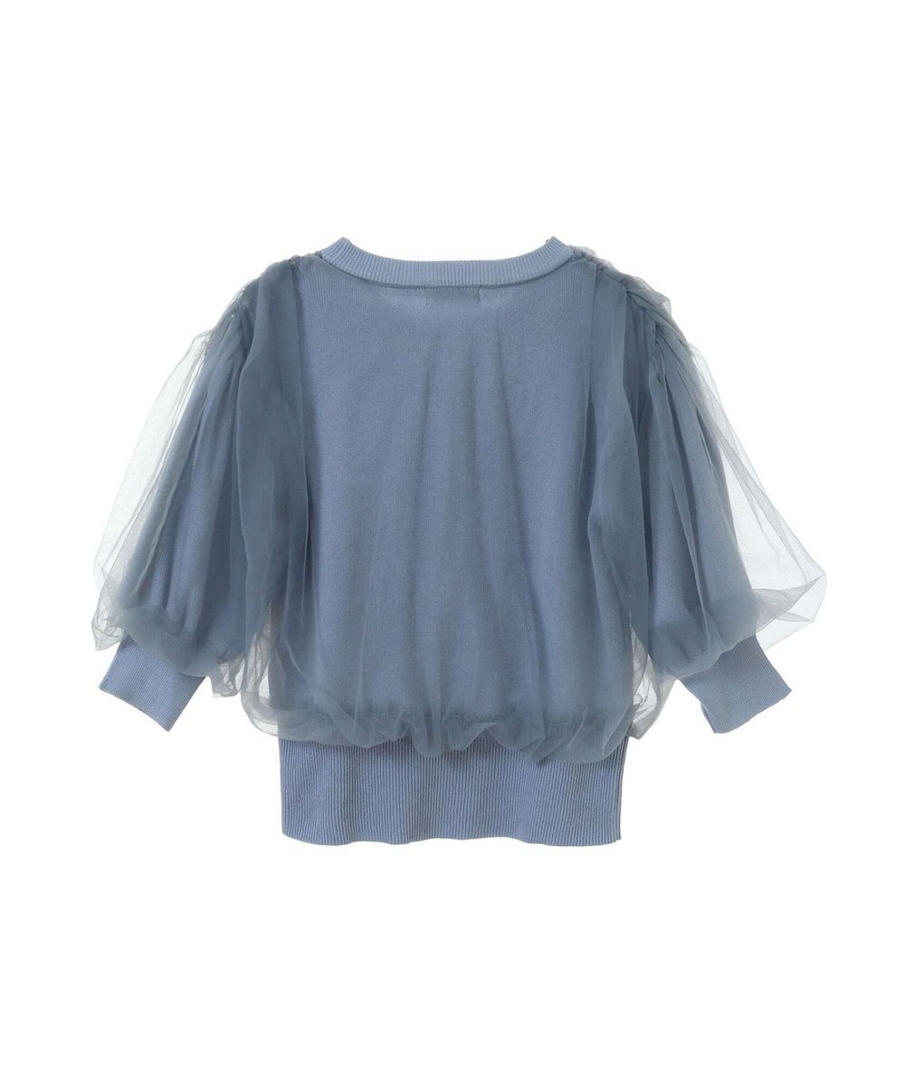 earth music&ecology チュールドッキング半袖ニットプルオーバー 