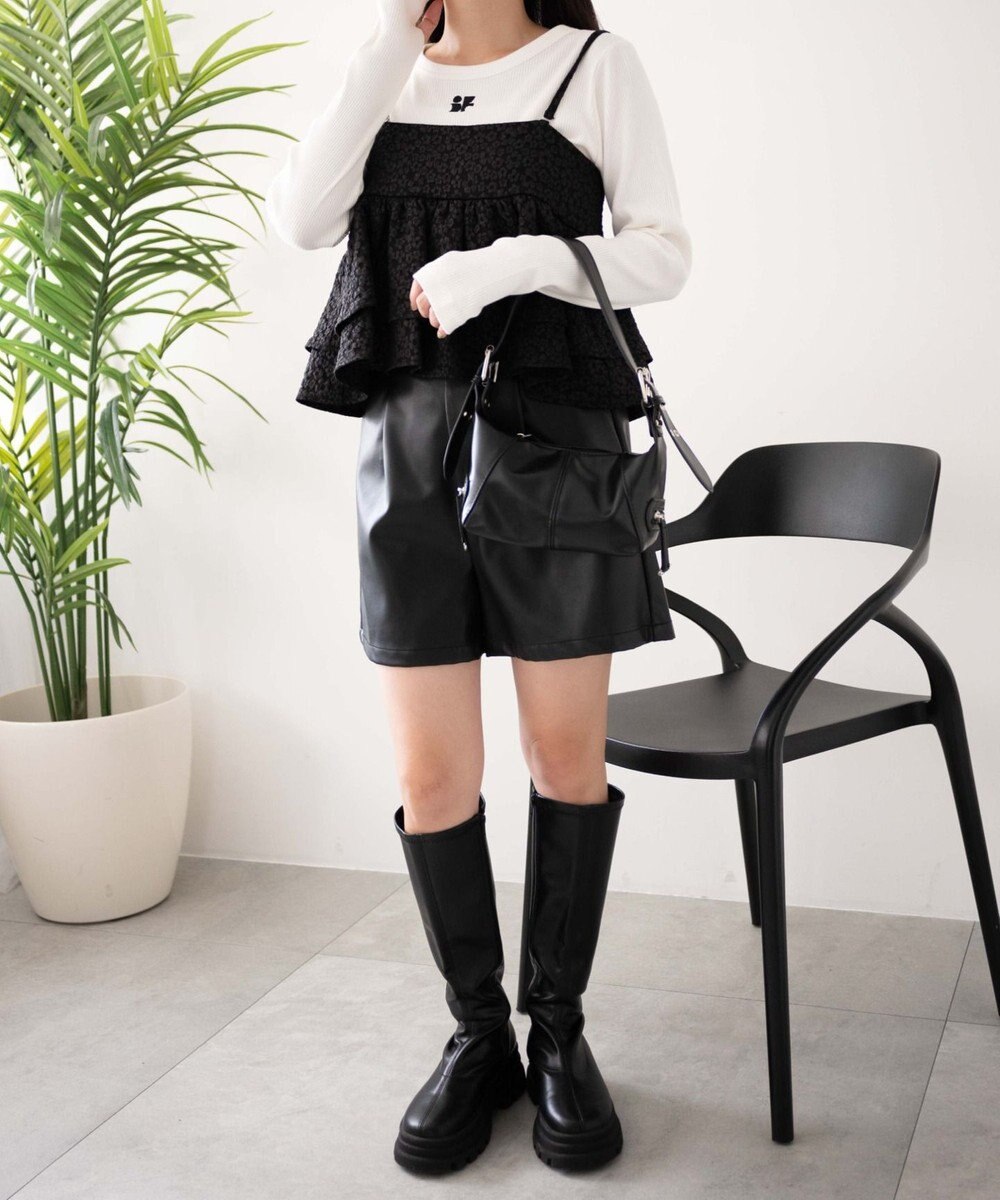 WEGO ワンポイントデザインフィンガーホールリブロンT 