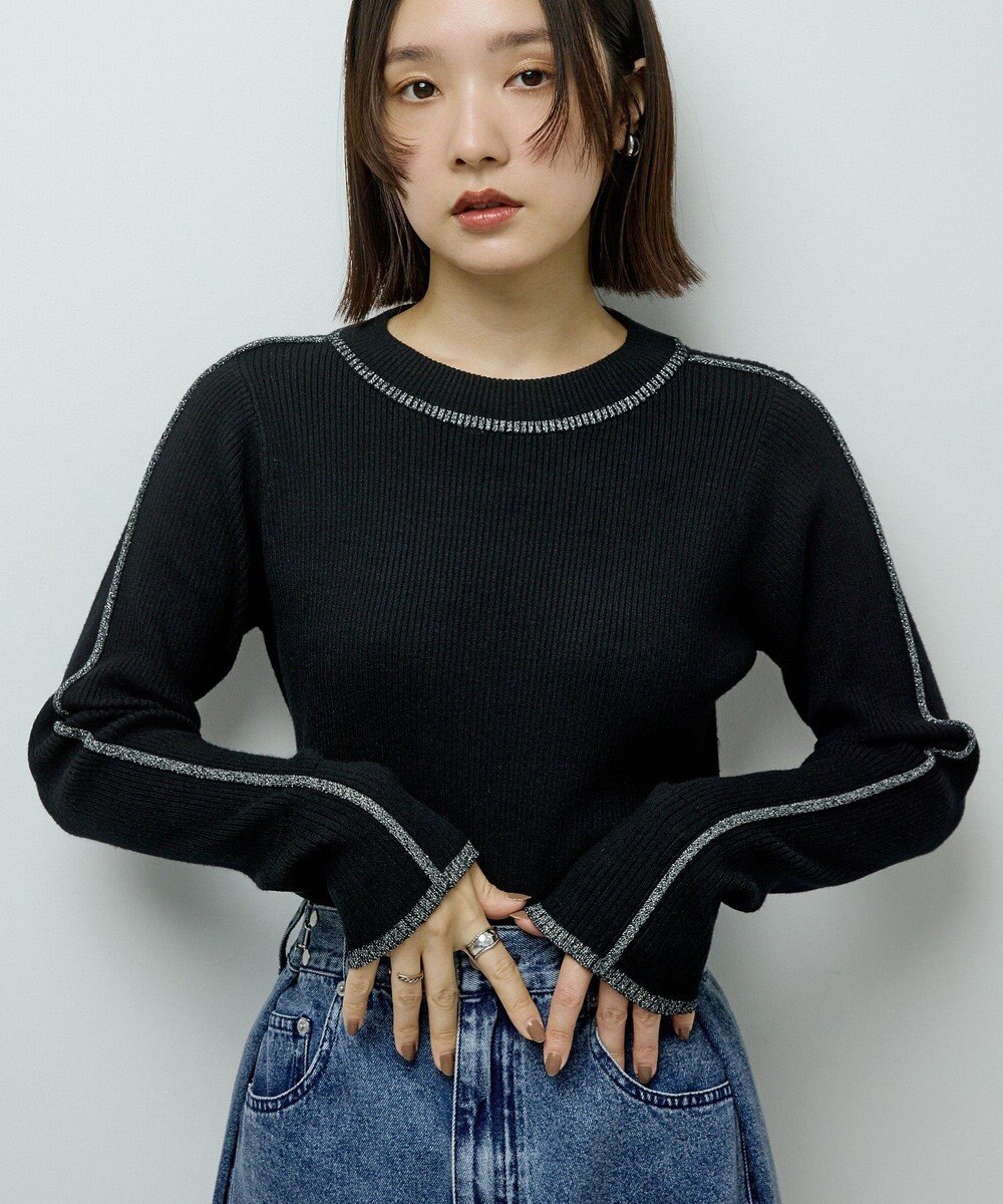 Green Parks ラメライン入りリブニットプルオーバー 