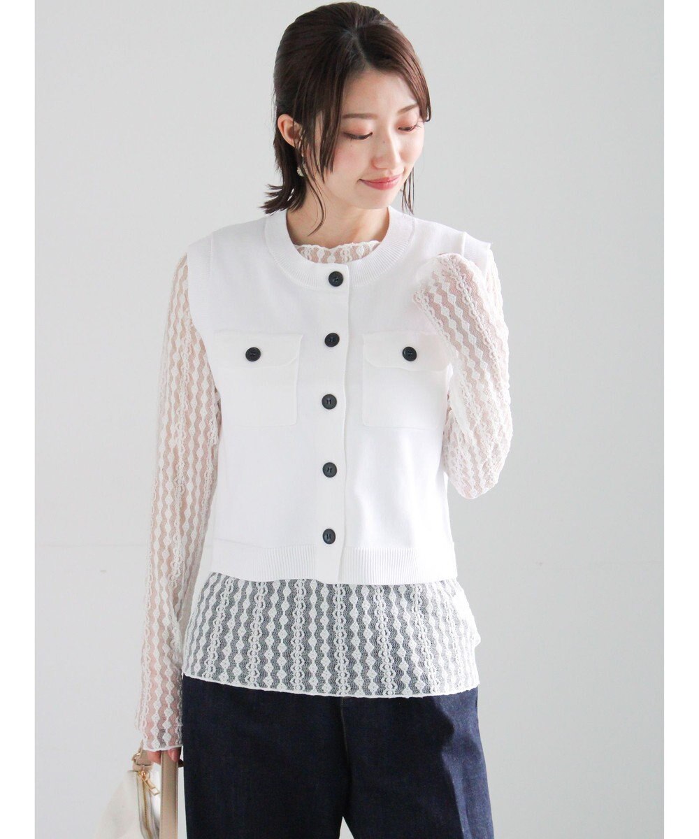Te chichi ポケット付きニットベスト 