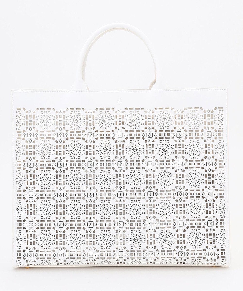 自由区 【カタログ掲載・巾着袋付き・A4サイズ収納可】パンチングレース トート 