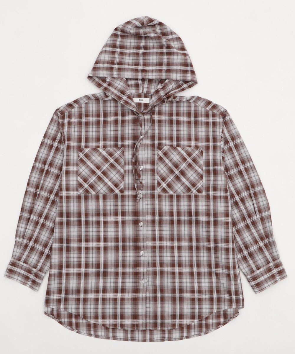 WEGO フードチェックBIGシャツ 
