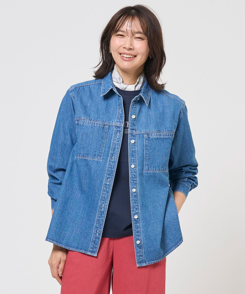 J.PRESS LADIES コットンリネン 7oz デニム シャツ 