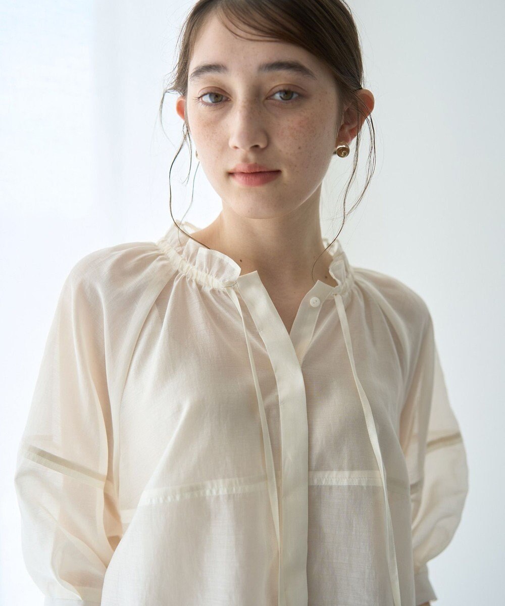 YECCA VECCA バルーンスリーブシアーシャツ 