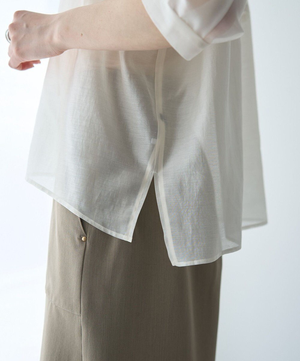 YECCA VECCA バルーンスリーブシアーシャツ 