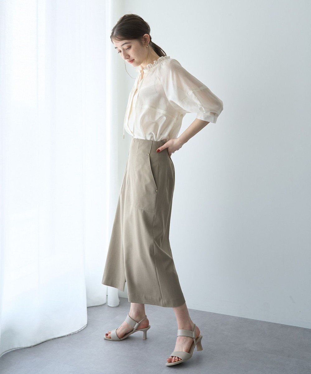 YECCA VECCA バルーンスリーブシアーシャツ 