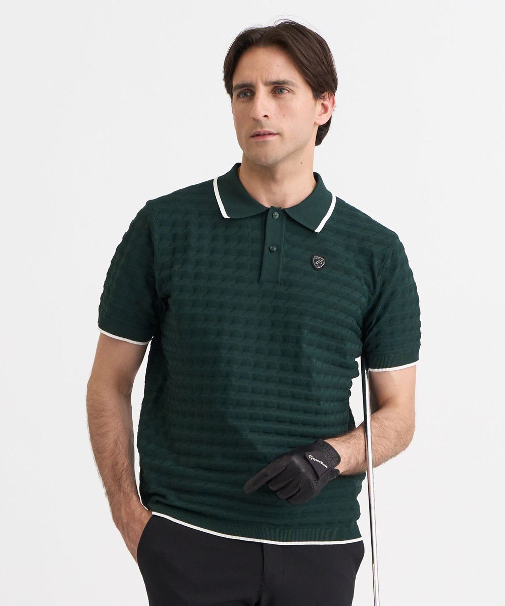 23区GOLF 【MEN】フラッグジャガードニットポロシャツ ストレッチ 半袖 