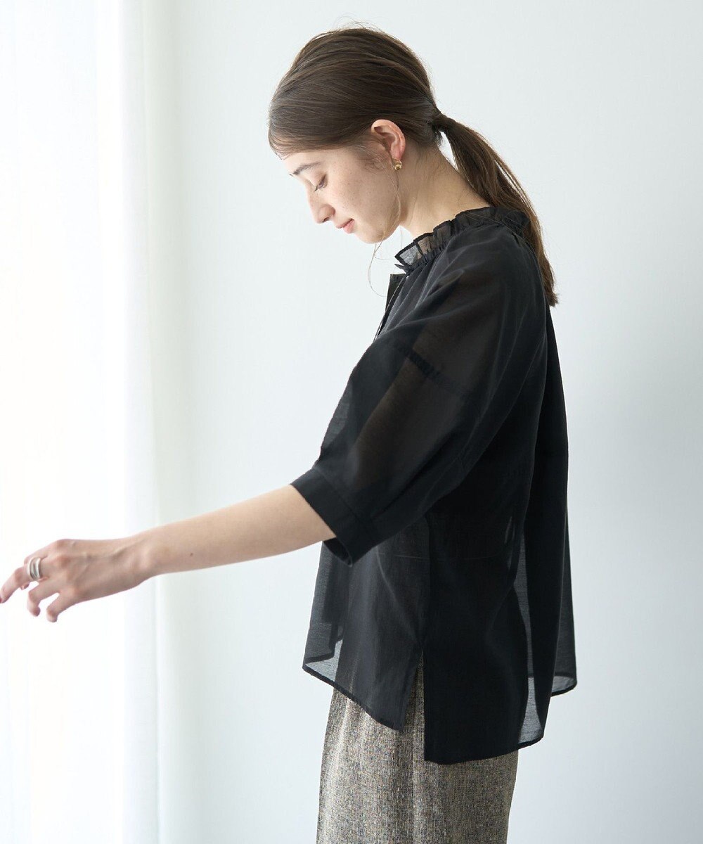 YECCA VECCA バルーンスリーブシアーシャツ 