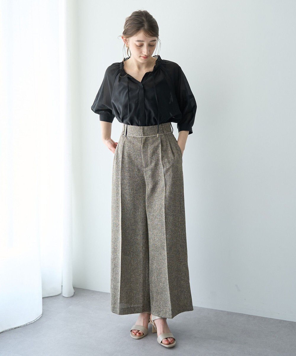 YECCA VECCA バルーンスリーブシアーシャツ 