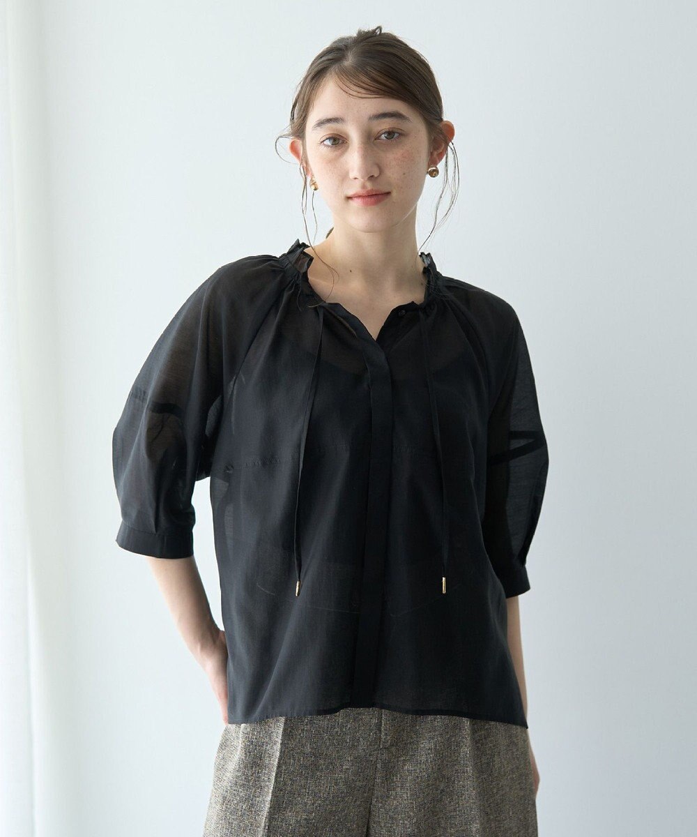 YECCA VECCA バルーンスリーブシアーシャツ 