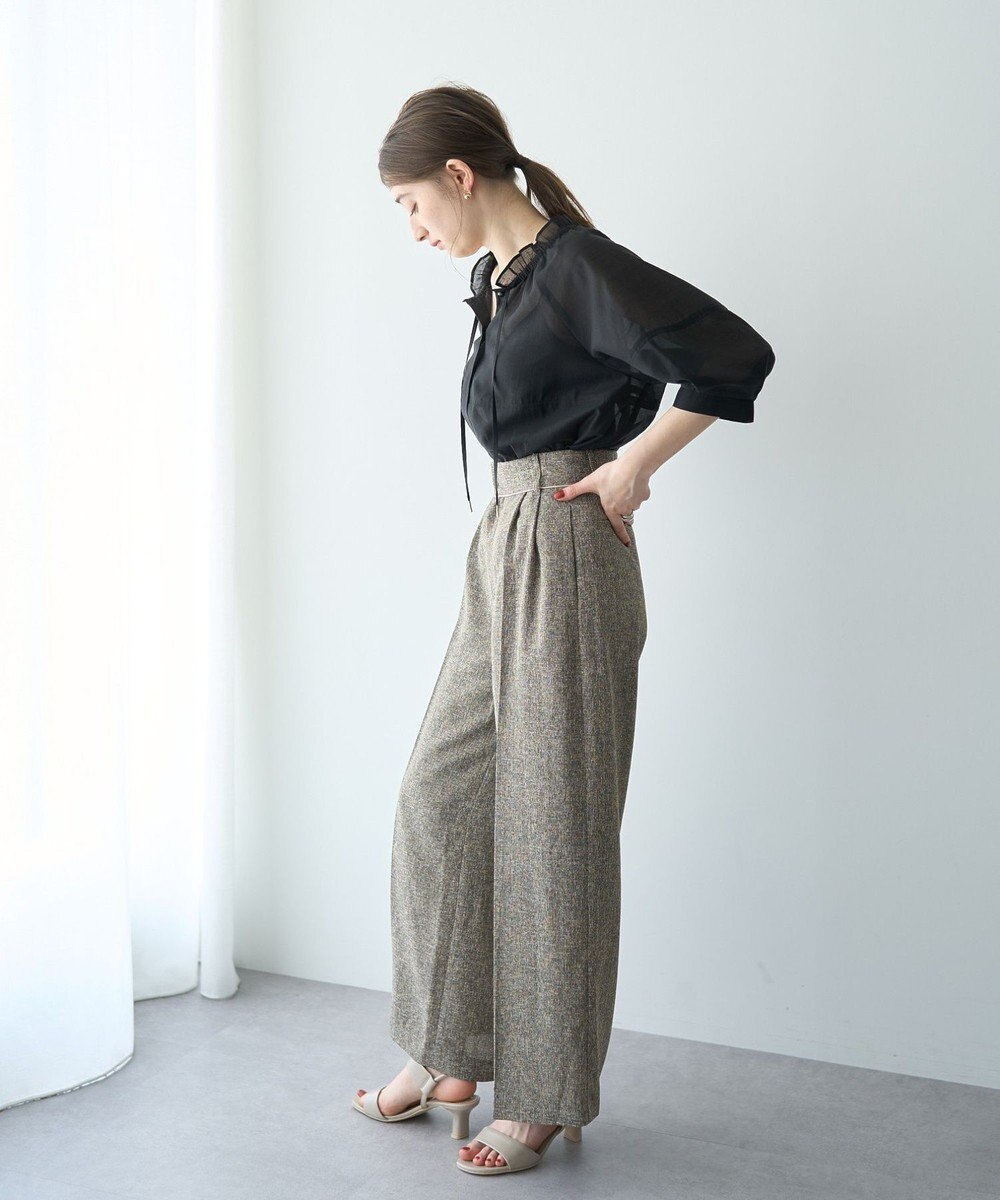 YECCA VECCA バルーンスリーブシアーシャツ 