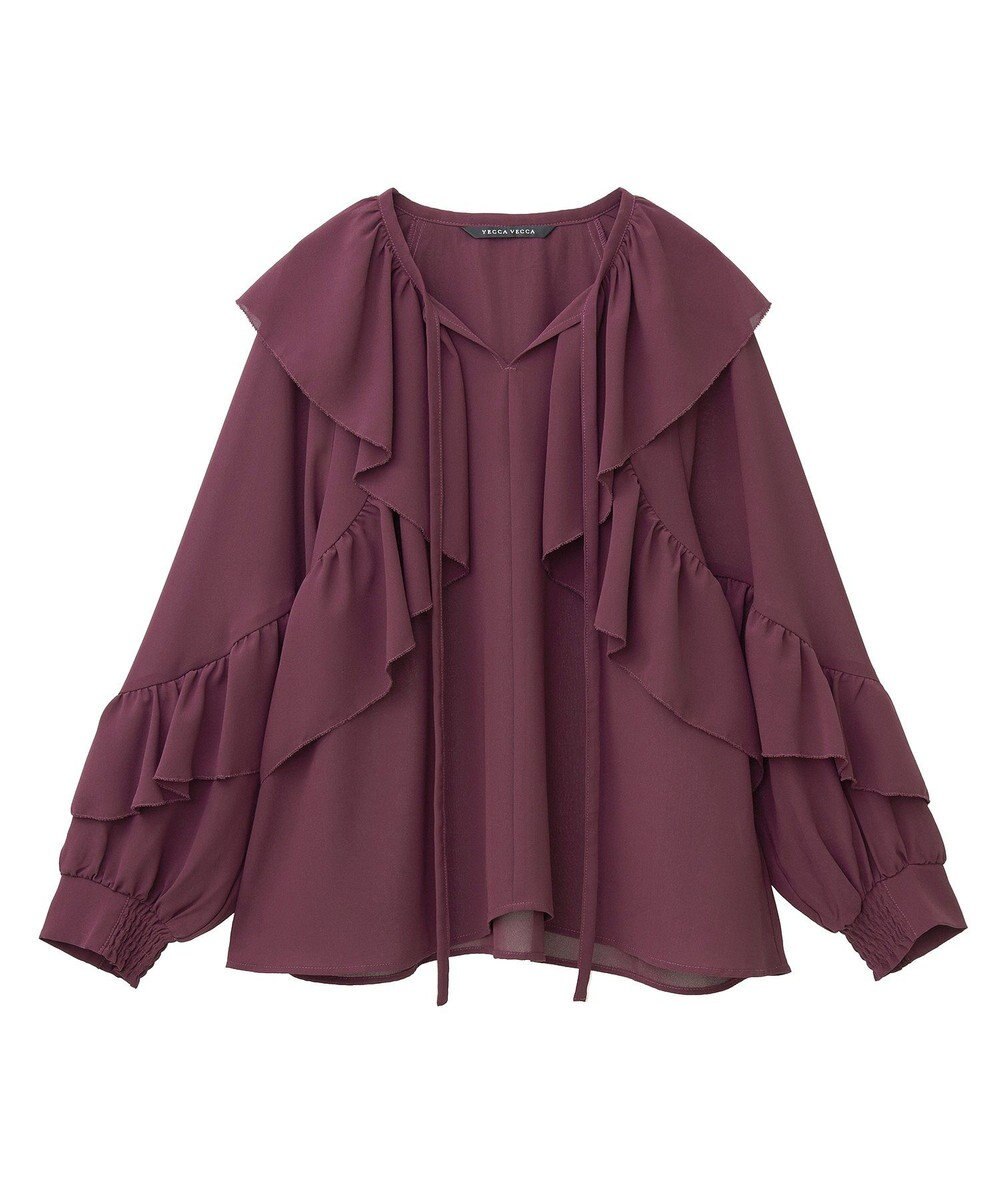 YECCA VECCA シアーラッフルブラウス 