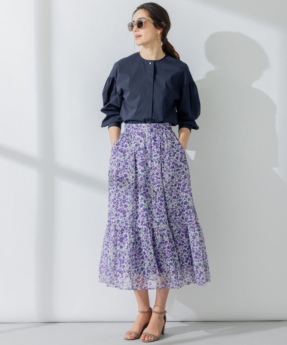 組曲 【洗える】C/Nyブロードノーカラー シャツ 