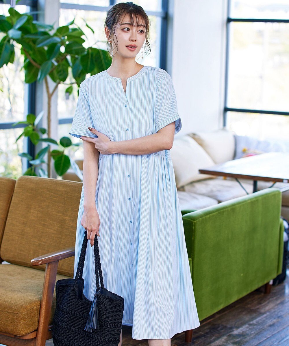 Tiaclasse 【洗える】サイドタックスキッパーシャツワンピース 