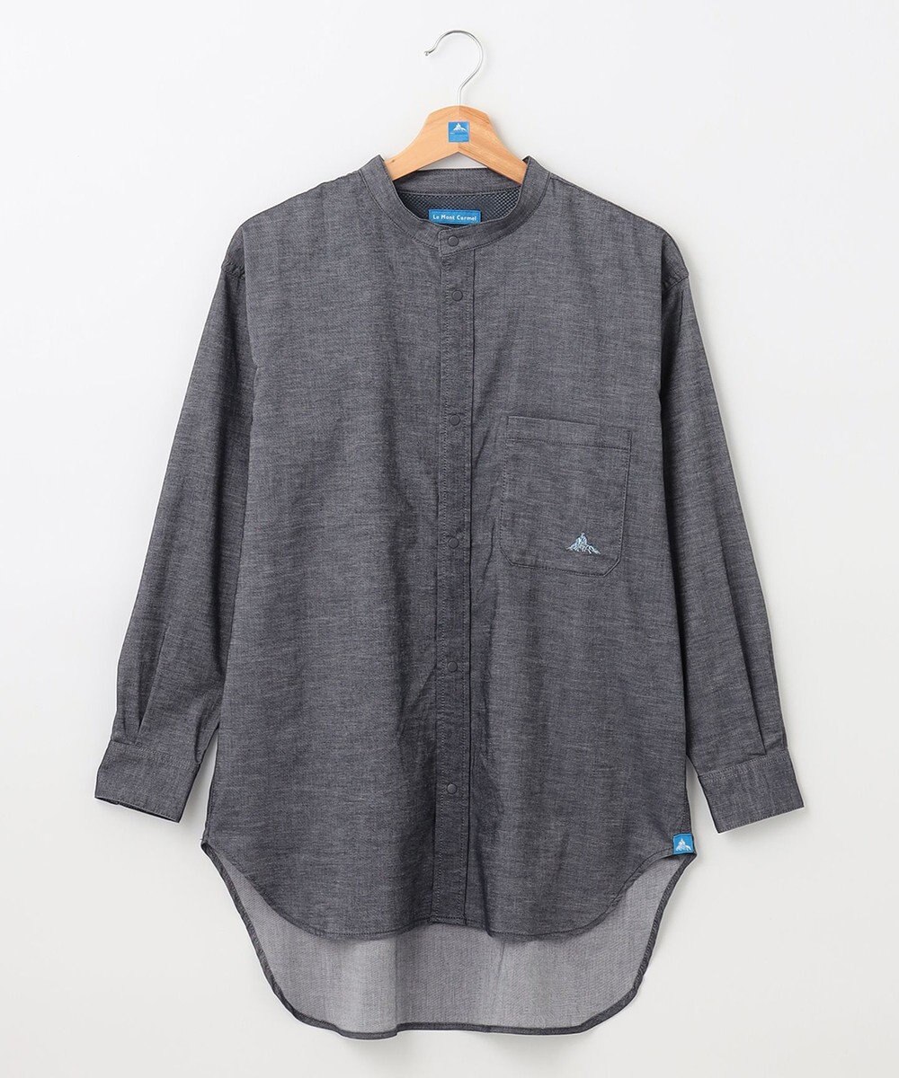 SHARE PARK LADIES 【UVカット・撥水・ストレッチ】イージーデニムノーカラーシャツ 