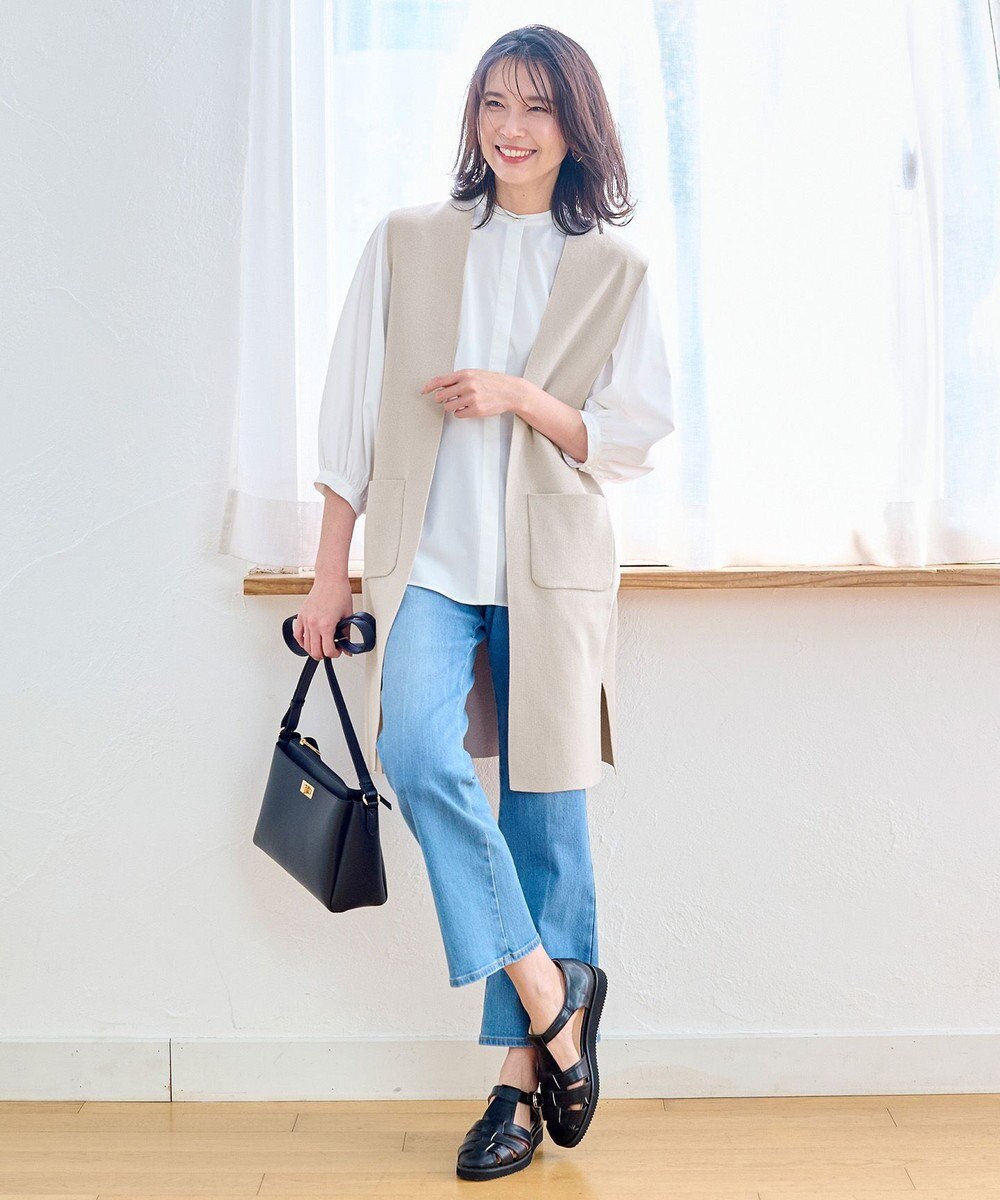 ANY L 【洗濯機可能】スタイルアップ ニットジレ 