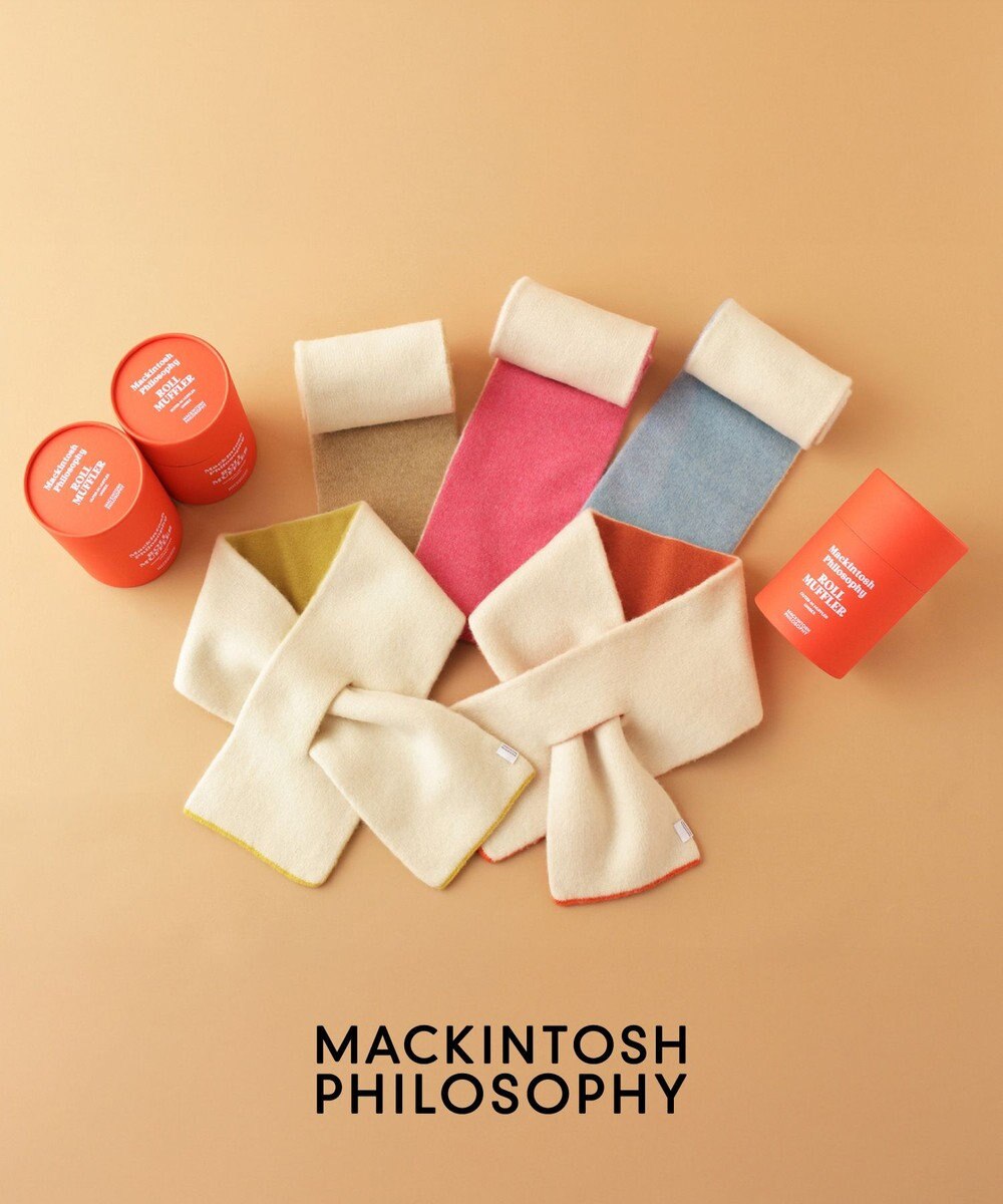MOONBAT MACKINTOSH PHILOSOPHY(マッキントッシュ フィロソフィー）【ギフトBOX付】ウール100％ リバーシブル ニット マフラー ユニセックス 日本製 
