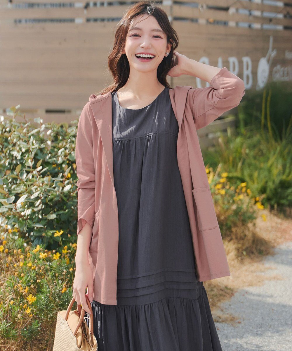 Tiaclasse L 【おのののかさん着用】「サマケア 」フード付きカットソーロングカーディガン 