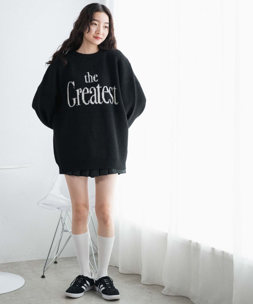 WEGO フラッフィーロゴジャガードニットプルオーバー 