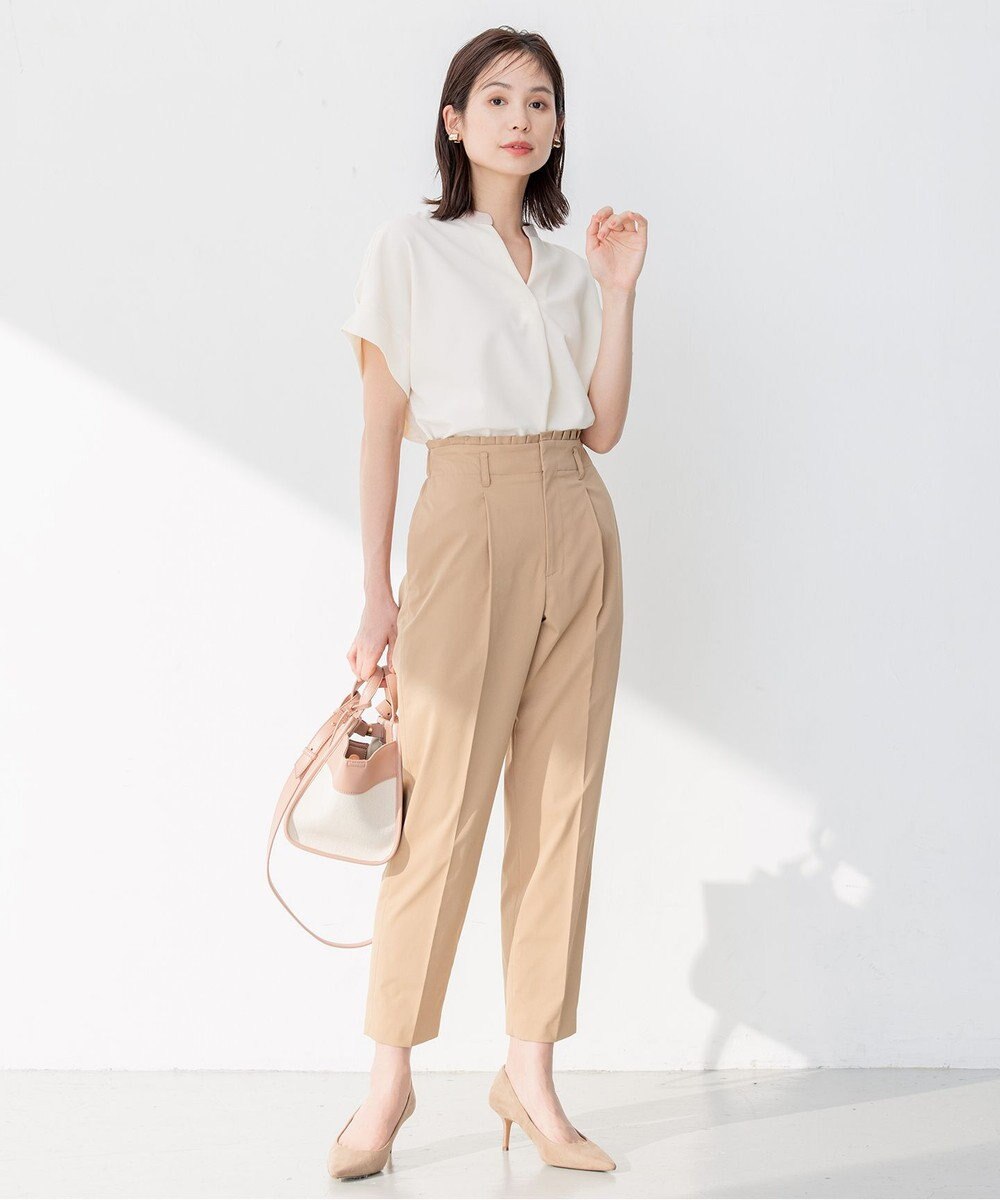 組曲 L 【洗える】バイカラージョーゼットスキッパー ブラウス 