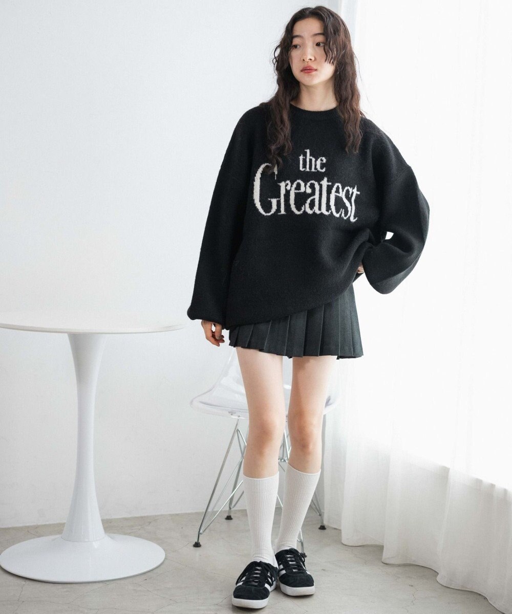 WEGO フラッフィーロゴジャガードニットプルオーバー 