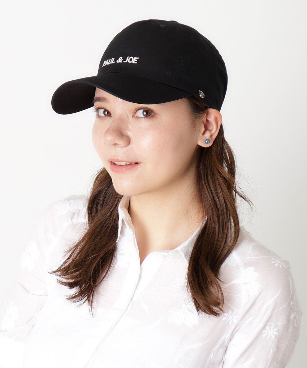 MOONBAT PAUL&JOE ACCESSOIRES(ポール&ジョー）ロゴ入り 深キャップ 帽子 ネコチャーム付 UVカット 