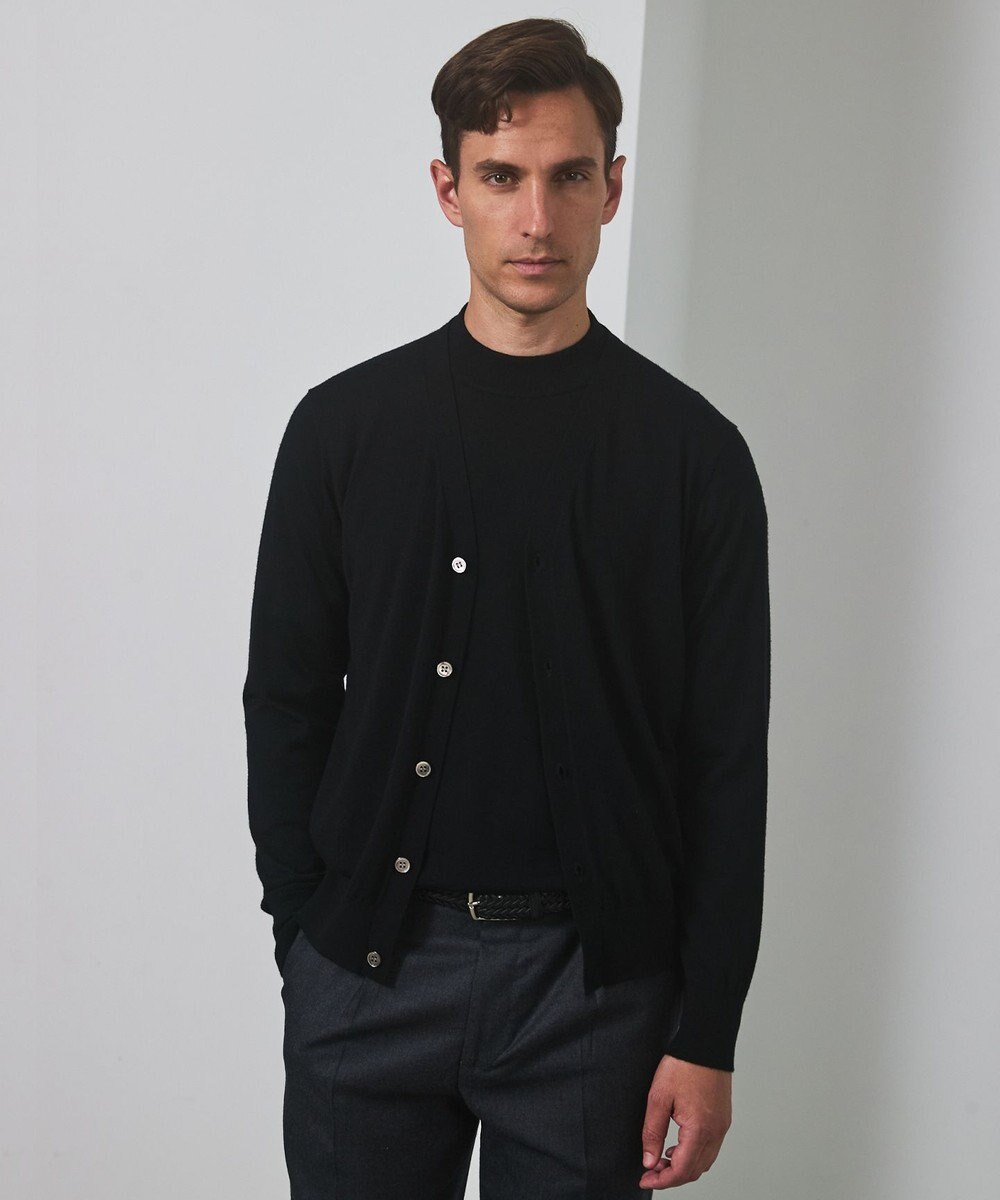 GOTAIRIKU 体温調整に【洗える/チクチクしにくい/ピリングしにくい】イタリア糸 ハイゲージ カーディガン_WOOL100% 