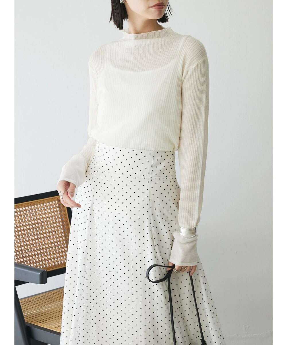 Green Parks AnriettMusee ラメ切替スリーブリブシアーニット 