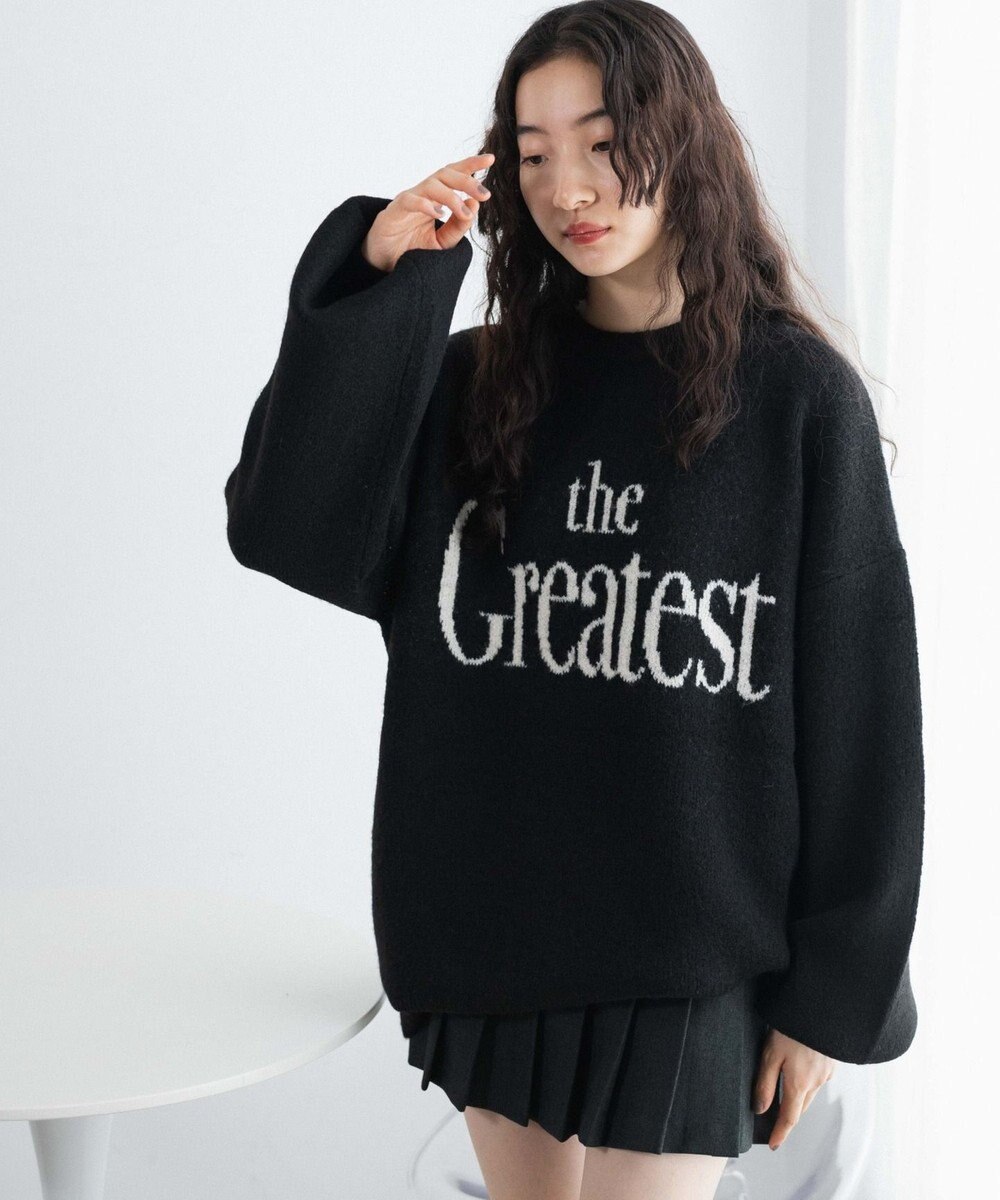 WEGO フラッフィーロゴジャガードニットプルオーバー 