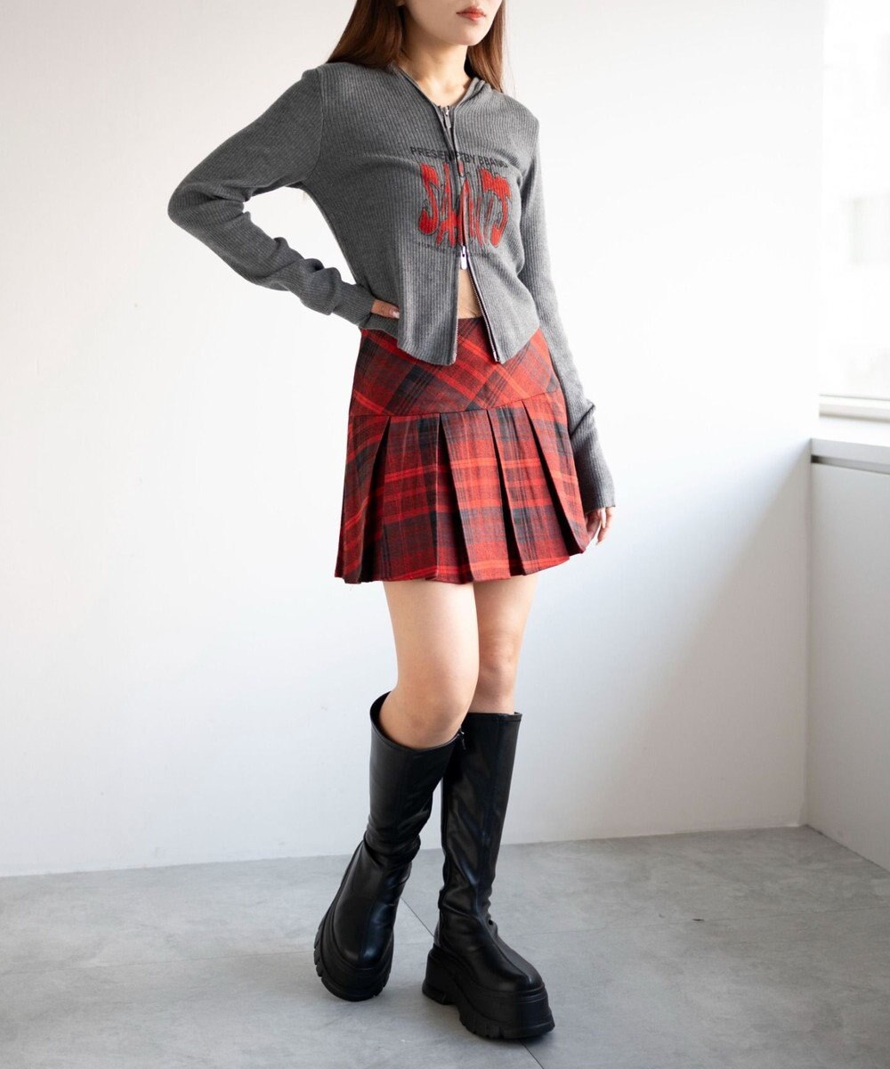WEGO 【SCHOOL ITEM】チェック切替プリーツミニスカパン 