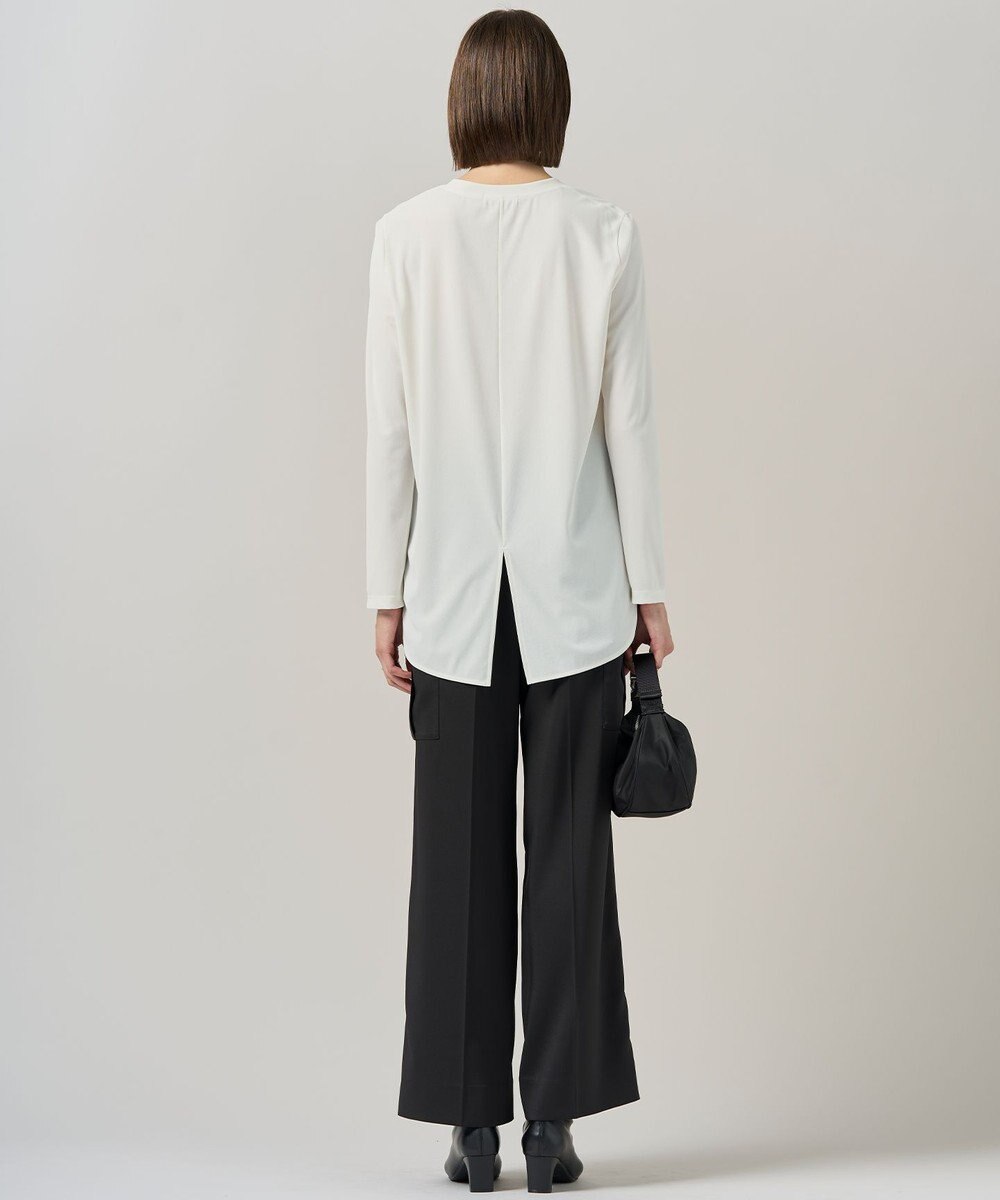 ICB L 【マシンウォッシャブル可】ライトトリコット バックスリット入り長袖プルオーバー 