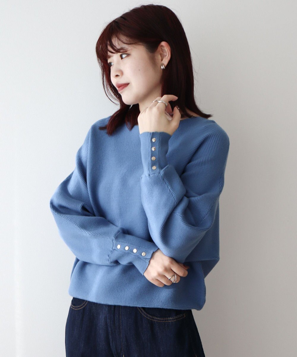 Green Parks もちやわ袖釦ドルマンニットプルオーバー 