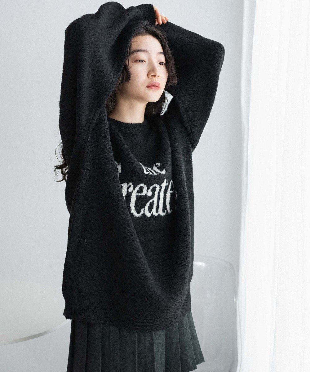 WEGO フラッフィーロゴジャガードニットプルオーバー 