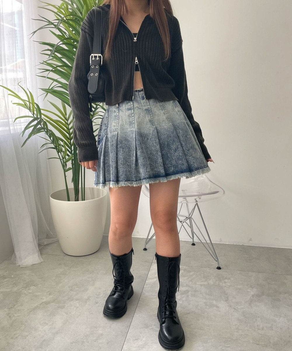 WEGO ヴィンテージウォッシュプリーツスカパン 