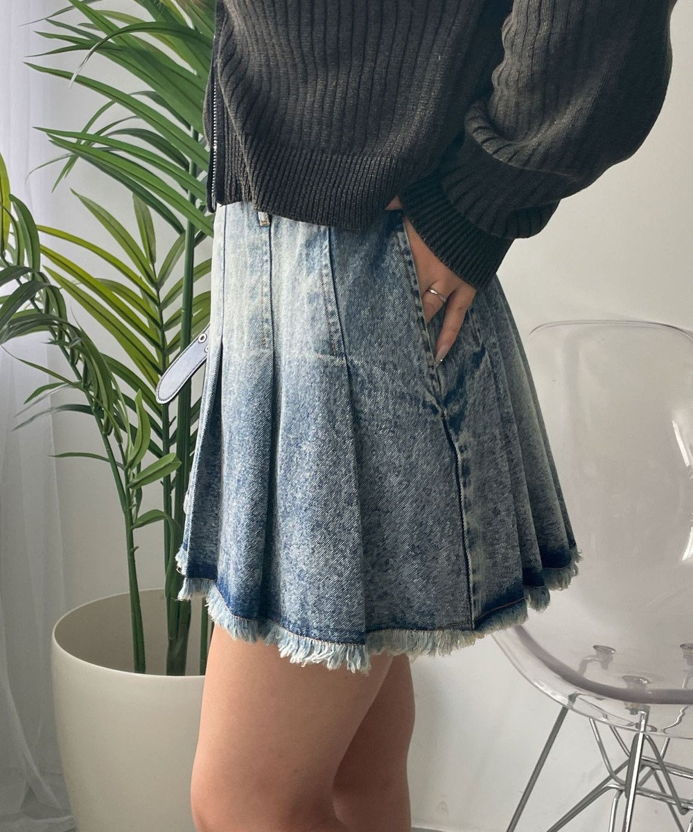 WEGO ヴィンテージウォッシュプリーツスカパン 