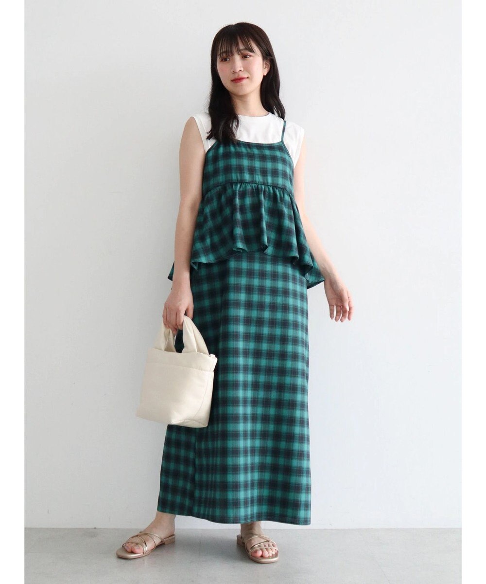 Green Parks チェックペプラムキャミワンピース 