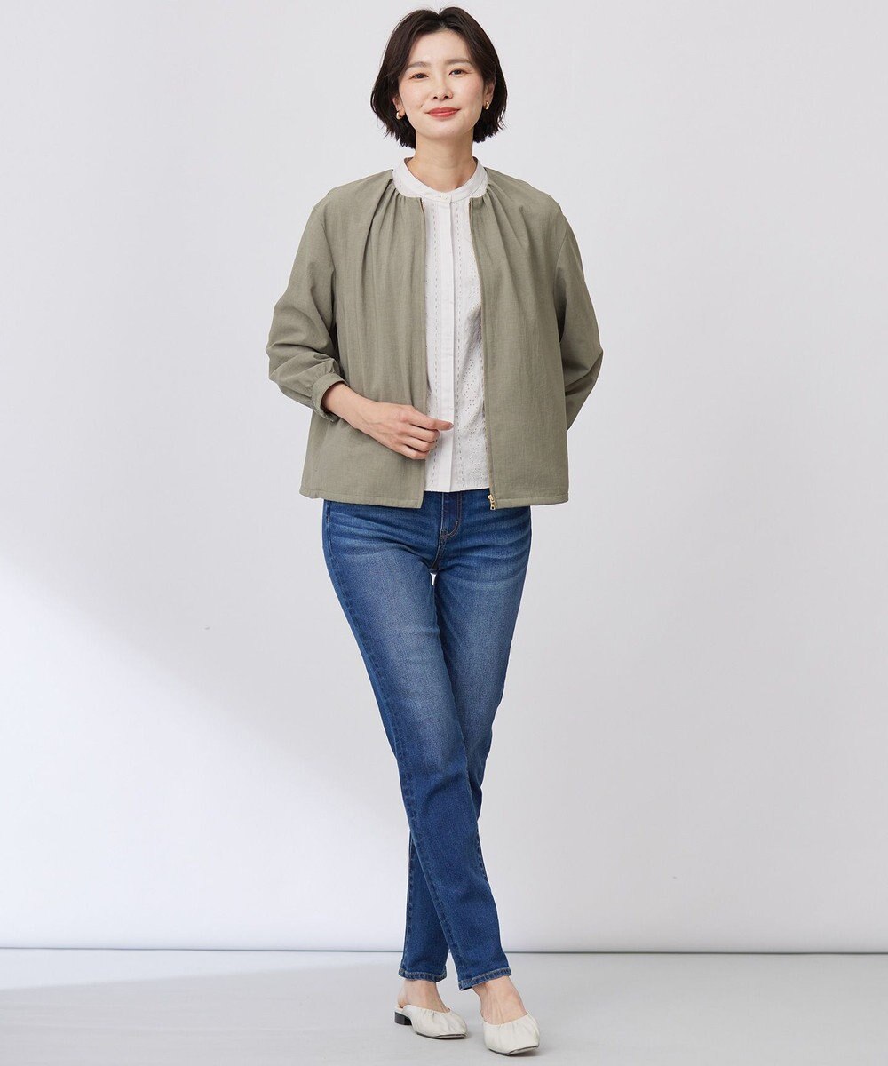 J.PRESS LADIES S 【洗える・接触冷感・防シワ・吸水速乾】BREEZE COOL  ノーカラー ブルゾン 